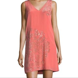 NEW TRINA TURK STUD EMBELLISHED SLEEVELESS V-NECK MINI DRESS